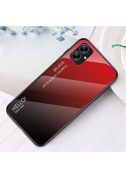 Samsung Galaxy A04E 4G/F04 4G/M04 4g Gradyan Renk Temsilli Cam Sırt Kabuk Sabit Pc Yumuşak Tpu Sıralamaya Dayanıklı Hibrid Telefon Vaka Sınıfı Kırmızı Siyah (Yurt Dışından)
