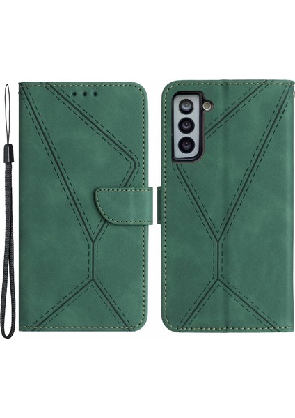 HT05 Samsung Galaxy S22 5g Pu Deri Baskılı Çizgi Telefon Kılıf Cüzdan Stand Cilt Dokunma Koruyucu Kapak Yahudi (Yurt Dışından)