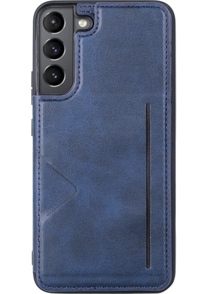 Samsung Galaxy S23 Için Hanman Mika Serisi+ Çizgiye Dönüş Anti-Cratch Telefon Koruyucusu Manyetik Kart Yuvaları Tasarım Pu Deri Kaplamalı Tpu Cep Telefon Kılıf Mavisi (Yurt Dışından)