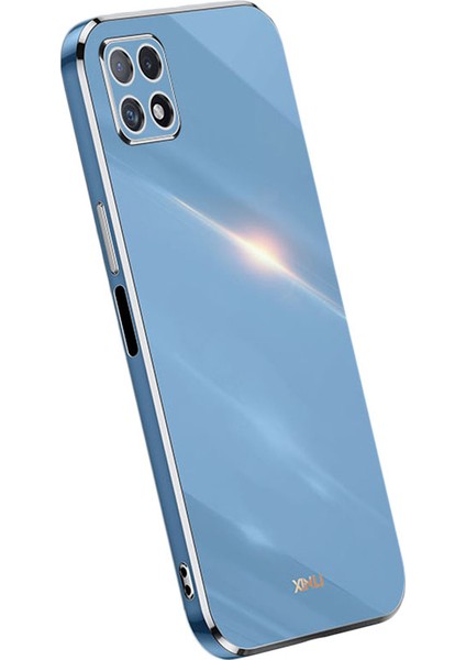 Samsung Galaxy A22 5g (Ab Versiyonu) Için Xinli Telefon Kılıfı, Elektrokaplama Altın Kenar Bump Kanıtı Tpu Koruyucu Kapak Blue (Yurt Dışından)