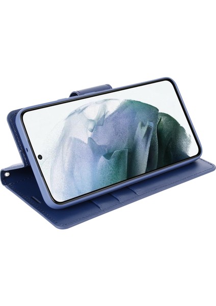 Samsung Galaxy S23 Için Hanman Mill Serisi+ Telefon Deri Kılıf Stand Cüzdan Cep Telefonu Kapak Sapfire (Yurt Dışından)