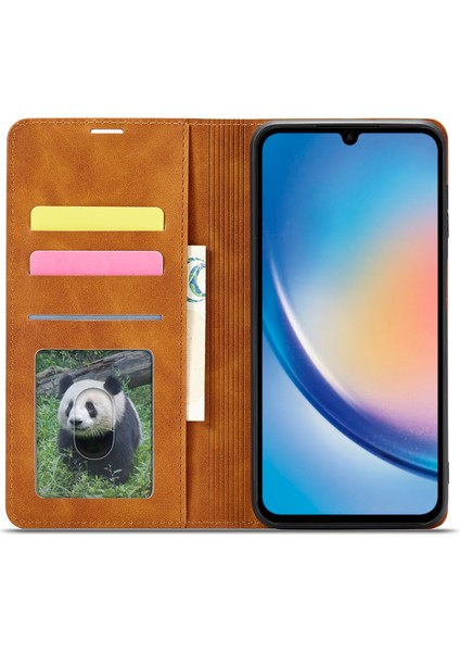 Samsung Galaxy A34 Için Fantasy Serisi 5g 5g Katlanabilir Stand Cüzdan Kılıf Deri Touch Deri Telefon Kapak-Kahverengi (Yurt Dışından)