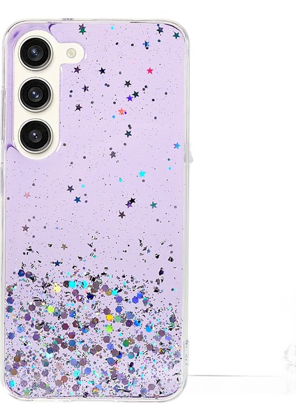 Samsung Galaxy S23 Starry Sky Sparkle Epoxy Yumuşak Tpu Telefon Kılıfı Koruyucu Arka Kapak Morası (Yurt Dışından)