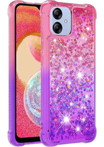 Samsung Galaxy A04E Için 4G/F04 4G/M04 4g Damla Geçirmez Tpu Telefon Geri Kapak Gradyan ve Sıvı Akış Sıvı Farklı Telefon Kasa Pembe/mor (Yurt Dışından)