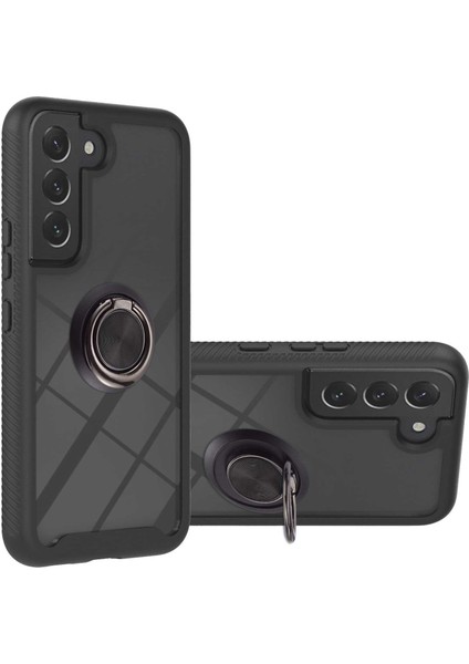 Samsung Galaxy S23 Için+ Şeffaf Kapak Ring Kickstand Pc+ Tpu Çıkarılabilir 2'si 1 Arada Telefon Vaka Black (Yurt Dışından)