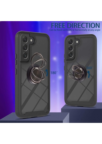 Samsung Galaxy S23 Için+ Şeffaf Kapak Ring Kickstand Pc+ Tpu Çıkarılabilir 2'si 1 Arada Telefon Vaka Black (Yurt Dışından)