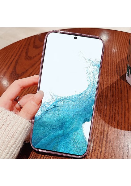 Samsung Galaxy S22+ 5g Telefon Kapağı Rhinestone Tasarım Çiçek Desen Dekor Gradyan Renkli Pırıltılı Toz Esnek Tpu Cep Telefonu Kılıf Golü Altın (Yurt Dışından)