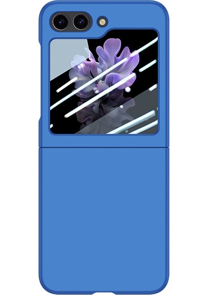 Samsung Galaxy Z Flip5 Için 5g Pc Telefon Kılıfı Küçük Ekranlı Film-Dark Blue ile Cilt Touch Şok Geçirmez Kapak (Yurt Dışından)