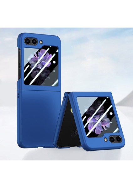 Samsung Galaxy Z Flip5 Için 5g Pc Telefon Kılıfı Küçük Ekranlı Film-Dark Blue ile Cilt Touch Şok Geçirmez Kapak (Yurt Dışından) fiyatları