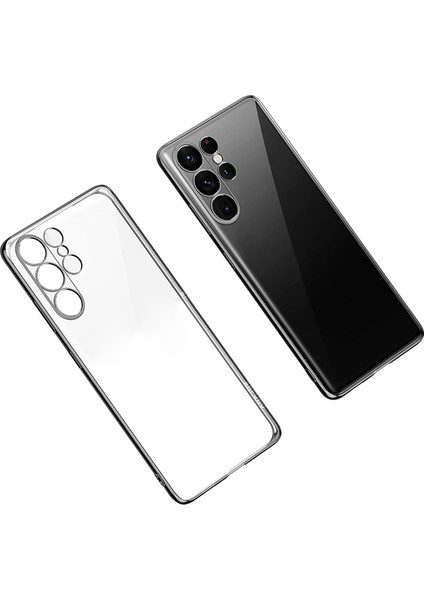 Samsung Galaxy S23 Ultra Için Sulada Tpu Telefon Kılıfı, Elektrokaplatma Düz Kenar Net Telefon Kapağı Black (Yurt Dışından)