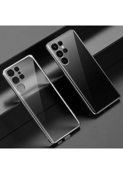 Samsung Galaxy S23 Ultra Için Sulada Tpu Telefon Kılıfı, Elektrokaplatma Düz Kenar Net Telefon Kapağı Black (Yurt Dışından)