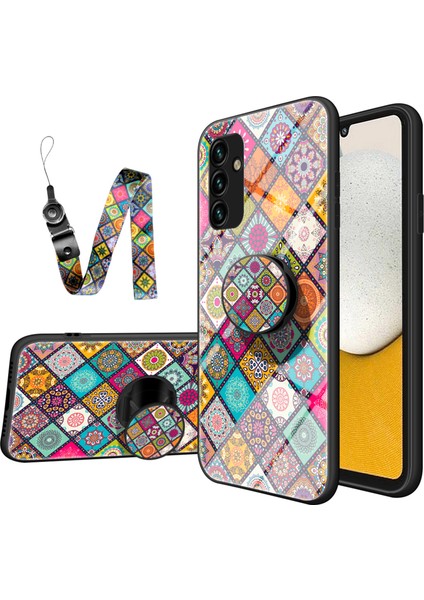 Samsung Galaxy A34 Için 5g Çiçek Desen Kickstand Anti-Drop Telefon Kılıfı Pc+Tpu+Temizleme Cam Hybrıd Kapak Kadarlı Kontrol Edilmesi (Yurt Dışından)
