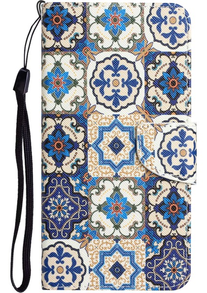 Samsung Galaxy A34 Için 5g Çapraz Doku Pu Deri Flip Koruyucu Kılıf Desen Baskı Magnetik Stand Cüzdan Kapağı Strap-Retro Totem (Yurt Dışından)