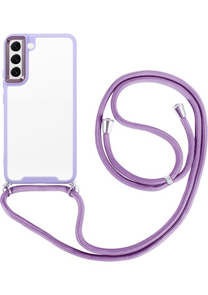 Samsung Galaxy S22 Için 5g Kalın Uçlu Telefon Kasası Elektrokaplama Lens Çerçevesi Tpu+Akrilik Cep Telefonu Kapağı Uzun Kordonlu (Yurt Dışından)