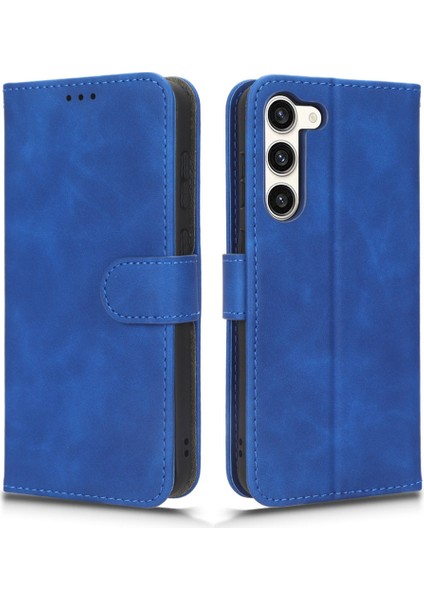Samsung Galaxy S23+, Cilt Touch Hisses Pu Deri Cüzdan Stand Cep Telefonu Kapak Mavisi Için (Yurt Dışından)
