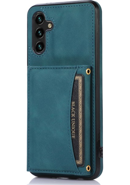 Samsung Galaxy A13 Için 5g 5g Üç Katlı Cüzdan Cep Telefonu Kasası Pu Deri Kaplamalı Tpu Şok Geçirmez Kapak Kickstand-Mavi ile (Yurt Dışından)