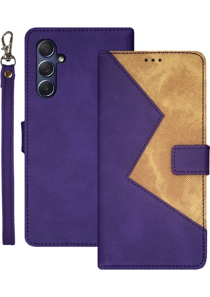 Samsung Galaxy Için Idewei M54 5G/F54 5g Telefon Kapağı Ekleme Stili Pu Deri Flip Stand Case ile Kart Yuvaları-Moral (Yurt Dışından)