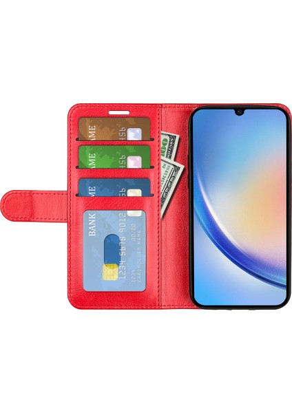 Samsung Galaxy A24 Için 4g Pu Deri Cüzdan Flip Cover Crazy At Doku Stand Telefon Kılıfı (Yurt Dışından)