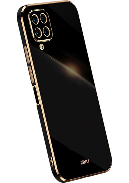 Samsung Galaxy M32 (Global Versiyon) 4g Için Xinli Telefon Kılıfı, Elektrokaplama Altın Kenar Tpu Koruyucu Kapak Black (Yurt Dışından)