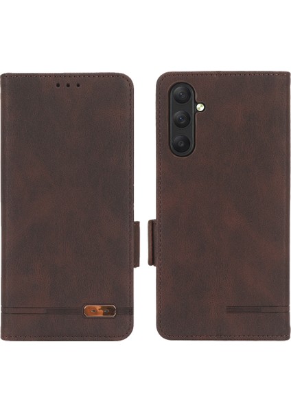 Samsung Galaxy Için M54 5G/F54 5g Cüzdan Telefon Kılıfı Donanım Dekoru Pu Deri Kapak Stand-Coffee (Yurt Dışından)