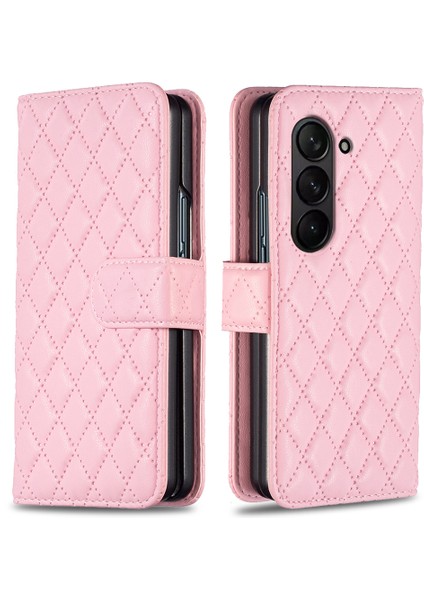 Samsung Galaxy Z Fold5 5g Için Deri Çanta 5g Stand Cüzdan-Pembe ile Baskılı Telefon Kapağı (Yurt Dışından)