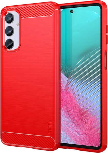 Samsung Galaxy Için M54 5G/F54 5g Esnek Tpu Kapak Karbon Fiber Fırçalanmış Telefon Kabuğu Kırmızısı (Yurt Dışından)