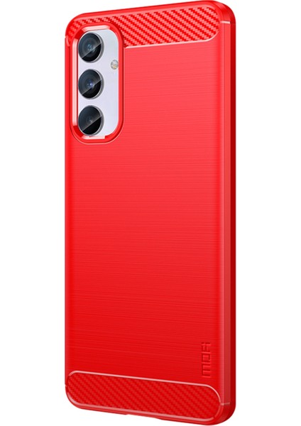 Samsung Galaxy Için M54 5G/F54 5g Esnek Tpu Kapak Karbon Fiber Fırçalanmış Telefon Kabuğu Kırmızısı (Yurt Dışından)