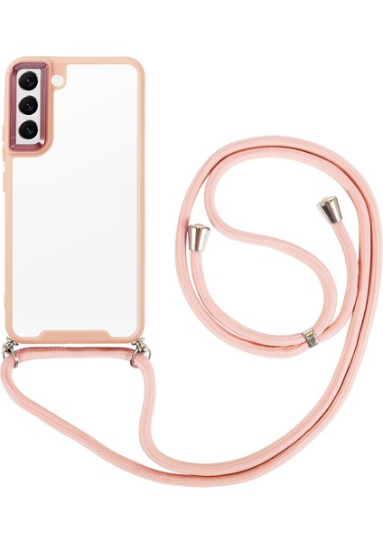 Samsung Galaxy S22 Için 5g Kalın Uçlu Telefon Kasası Elektrokaplatma Lens Çerçevesi Tpu+Akrilik Cep Telefonu Kapağı Uzun Süreli Işıklı Pembeli (Yurt Dışından)