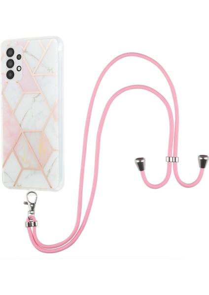 Samsung Galaxy A23 4g/5g (Global Versiyon) Iml Imd Elektrokaplatma Tpu Tpu Kradard-Pink/beyaz ile Telefon Kılıfı (Yurt Dışından)