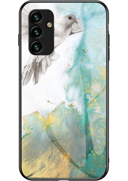 Samsung Galaxy A24 Için 4g Mermer Desen Şok Geçirmez Kasa Temperli Cam+Pc+Tpu Anti-Damla Telefon Örtüsü Uçan Güvercin Mermeri (Yurt Dışından)