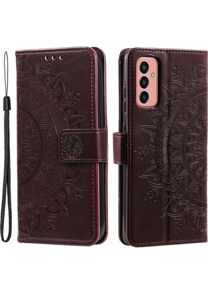 Samsung Galaxy M14 Için 5g Cüzdan Stand Flip Cover Mandala Çiçek Deseni Deri Telefon Kazet (Yurt Dışından)