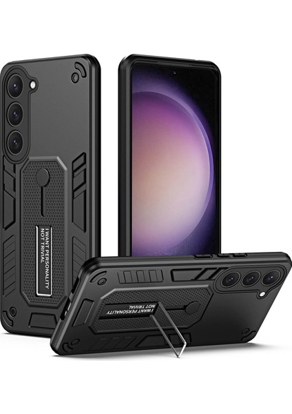 Samsung Galaxy S23 Için Tpu+Pc Anti-Drop Kapak Silikon Halka ile Gizli Kickstand Telefon Kılıfı (Yurt Dışından)