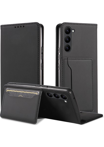Samsung Galaxy S23 Için Iş Tarzı Telefon Kasası+ Stand Cüzdan Cilt Dokunma Deri Deri Tam Koruma Kapak Black (Yurt Dışından)