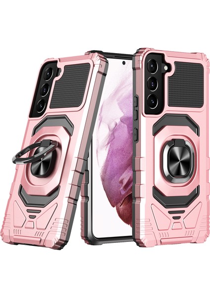 Samsung Galaxy S23 Slip Slip Olmayan Telefon Geri Kapağı Çizik Dirençli Pc+Tpu Hibrid Telefon Kılıf Kickstand Dahili Manyetik Tutucu Metal Sac Hozu Altın (Yurt Dışından)