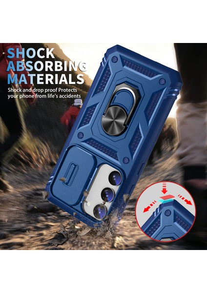 Samsung Galaxy S23 Için Yumruğa Karşı Telefon Kılıfı Kickstand Card Tutucu Ile Telefon Kameralı Kameralı Kapak Mavisi (Yurt Dışından) fiyatları