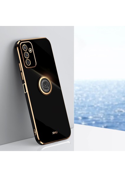 Samsung Galaxy Için Xinli M23 5G/F23 5g Hassas Lens Kesme Şok Geçirmez Telefon Kılıfı ile Ring Kickstand ile Elektrokaplama Altın Kenar Yumuşak Tpu Kapak Black (Yurt Dışından) fiyatları