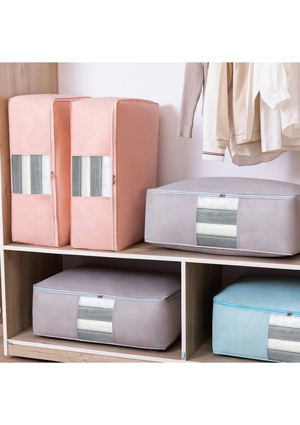 Gri Tarzı U 70X50X26CM Folable Saklama Torbaları Büyük Giyim Organizatör Yastık Yorgan Battaniye Toz Kapağı Büyük Dolap Bagaj Organizatör Ev Saklama Torbaları (Yurt Dışından) fırsatları