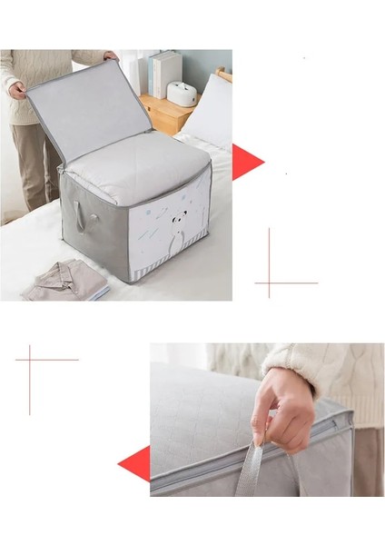 Gri Stil Yaklaşık 46.5X35X49CM Kalınlaşmış Dokunmamış Saklama Çantası Dolap Organizatör Giysi Yorgan Durumda Saklama Kutusu Hareketli Fg Ambalaj Çeşitli Eşyalar Konteyner (Yurt Dışından) indirimleri