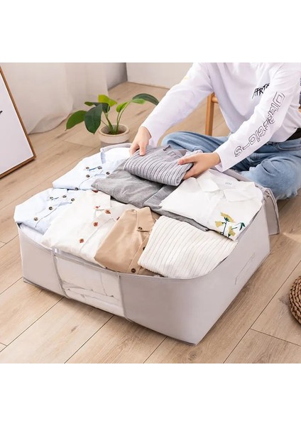 KF0036 Stili 63X43X21CM 3 Boyutlu Dokunmamış Yorgan Saklama Çantası Battaniye Yorgan Dolap Organize Giyim Çantası Elbise Dolabı Organizatör Katlanabilir Saklama Çantası (Yurt Dışından) fırsatları