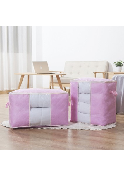 Açık Sarı Stil 2 Adet Büyük Kapasiteli Giysi Saklama Çantası, Güçlendirilmiş Saplı Saklama Çantası, Kalın Kumaş, Katlanabilir Güçlü Fermuar Şeffaf Pencere (Yurt Dışından) fırsatları