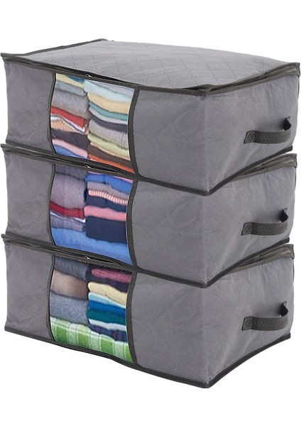 Gri Tarzı Giysi Saklama Çantası Pvc Şeffaf Pencere Dokunmamış Ev Düzenleyici Katlanabilir Giysi Yorgan Toz Geçirmez Dolap Fg Kutusu (Yurt Dışından)