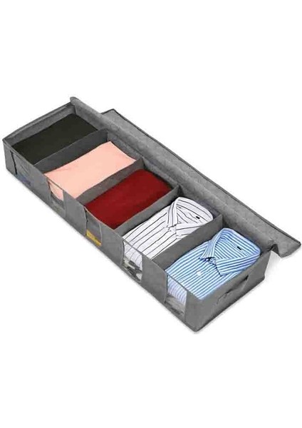 No.2 Tarzı Under Bed Clothes Item Storage Dustproof Storage Bag Container Clothes Organizer Foldable 5 Sections And Visible Clear Window (Yurt Dışından) fiyatları