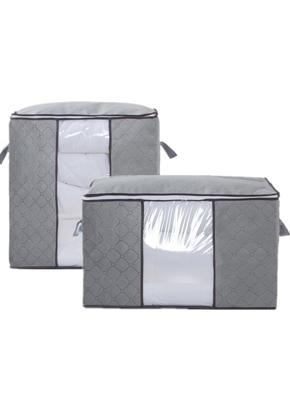 2 Adet Tarzı 2 Adet Büyük Kapasiteli Giysi Saklama Çantası, Güçlendirilmiş Saplı Saklama Çantası, Kalın Kumaş, Katlanabilir Güçlü Fermuar Şeffaf Pencere (Yurt Dışından)
