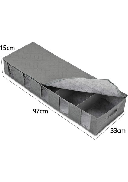 Gri Tarzı Yatak Odası Giysileri Eşya Depolama Toz Geçirmez Saklama Torbası Konteyner Yatak Altında Organizatör Katlanabilir 5 Bölüm ve Görünür Şeffaf Pencere (Yurt Dışından)