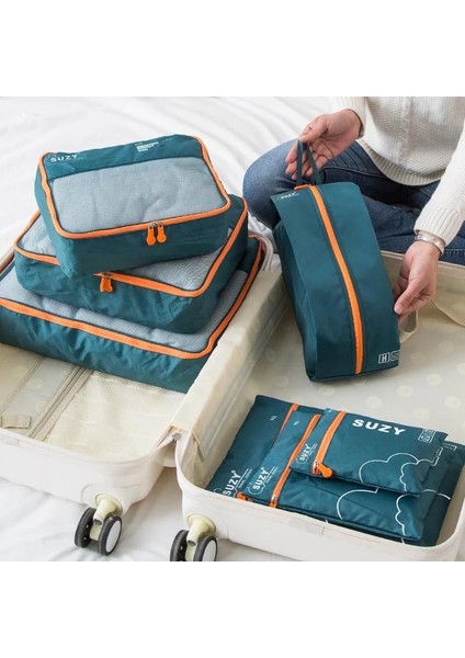 Gri Tarzı 7 Adet Seyahat Saklama Torbaları Taşınabilir Giysi Ayakkabı Organizatör Kozmetik Tuvalet Çantası Bagaj Kiti Aksesuarları Malzemeleri Düzenli Çanta (Yurt Dışından) modelleri