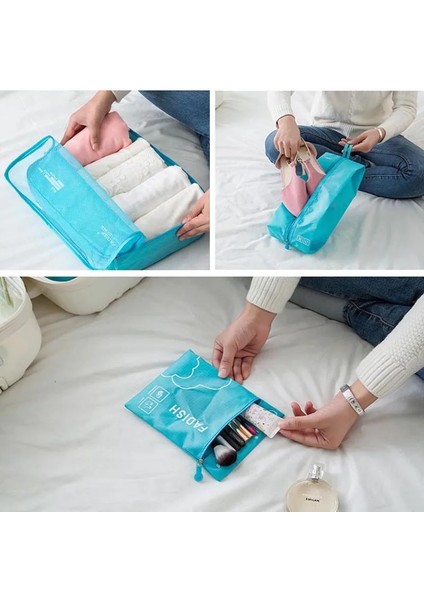 Gri Tarzı 7 Adet Seyahat Saklama Torbaları Taşınabilir Giysi Ayakkabı Organizatör Kozmetik Tuvalet Çantası Bagaj Kiti Aksesuarları Malzemeleri Düzenli Çanta (Yurt Dışından) indirimleri