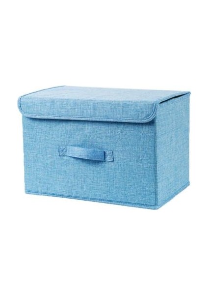 Gök Mavisi Tarzı L Beden Ev Giyim Dolap Organizatör Kutusu Giyim Battaniye Yorgan Dolap Organizatör Ev Depolama Için Katlanabilir Pamuk Keten Saklama Kutusu (Yurt Dışından)