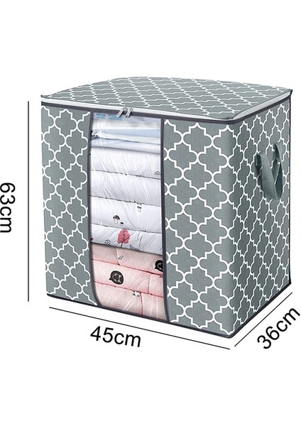 GRI-63X45X36CM Stili Büyük Yorgan Oyuncaklar Saklama Çantası Battaniye Çanta Şeffaf Pencereli Katlanır Kirli Giysiler Toplama Kılıfı Yastıklar Giyim Organizatör (Yurt Dışından) fiyatları