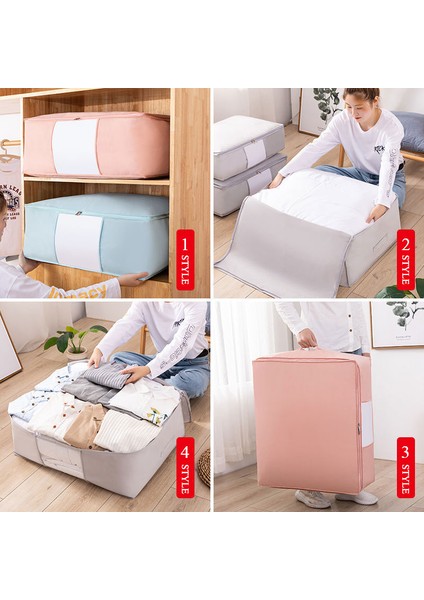 KF0031 Stili 70X50X26CM 3 Boyutlu Dokunmamış Yorgan Saklama Çantası Battaniye Yorgan Dolap Organize Giyim Çantası Elbise Dolabı Organizatör Katlanabilir Saklama Çantası (Yurt Dışından) indirimleri