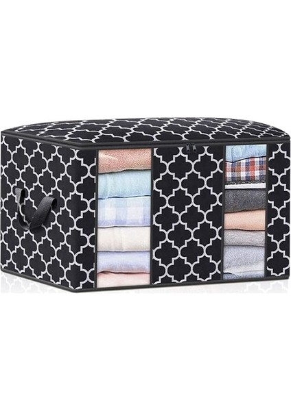 Siyah B Stili Katlanabilir Yorgan Saklama Çantası Dokunmamış Toz Geçirmez Giysi Organizatör Taşınabilir Nem Geçirmez Battaniye Konteyner Ev Saklama Torbaları (Yurt Dışından)